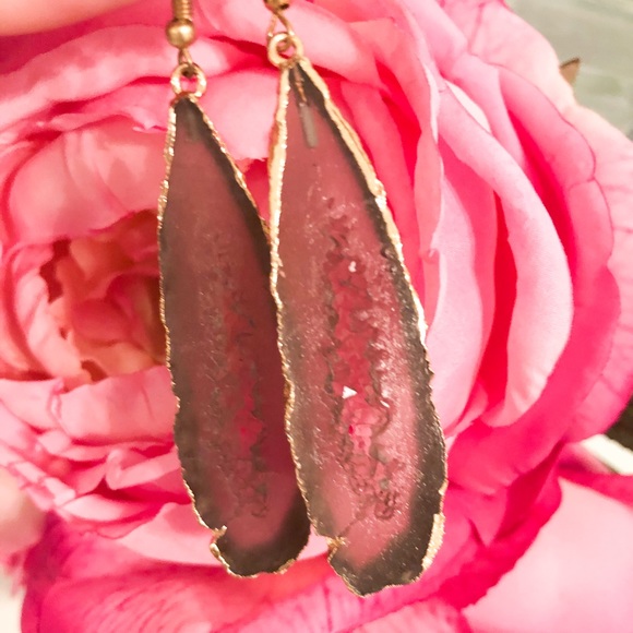 Francesca’s Gold Plated Gray Faux Stone Earrings - Picture 2 of 6